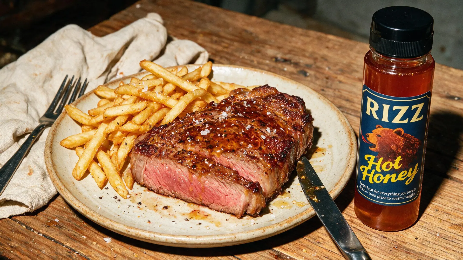 Steak and frites with RIZZ Smoked Chipotle